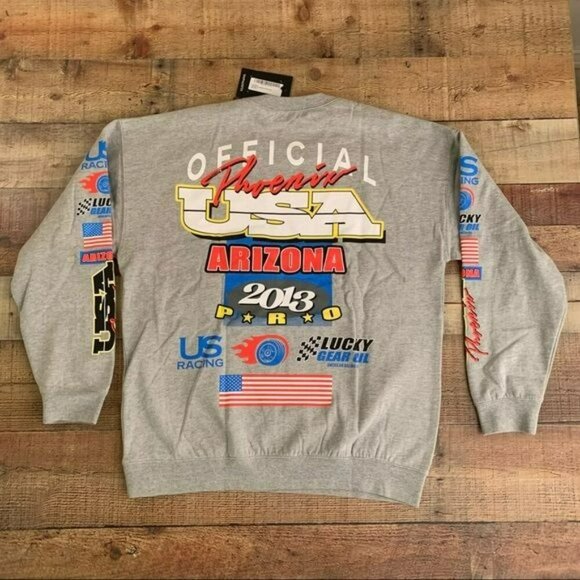 Boohoo man oversized racing graphic sweatshirt gray marl - S - Picture 9 of 10